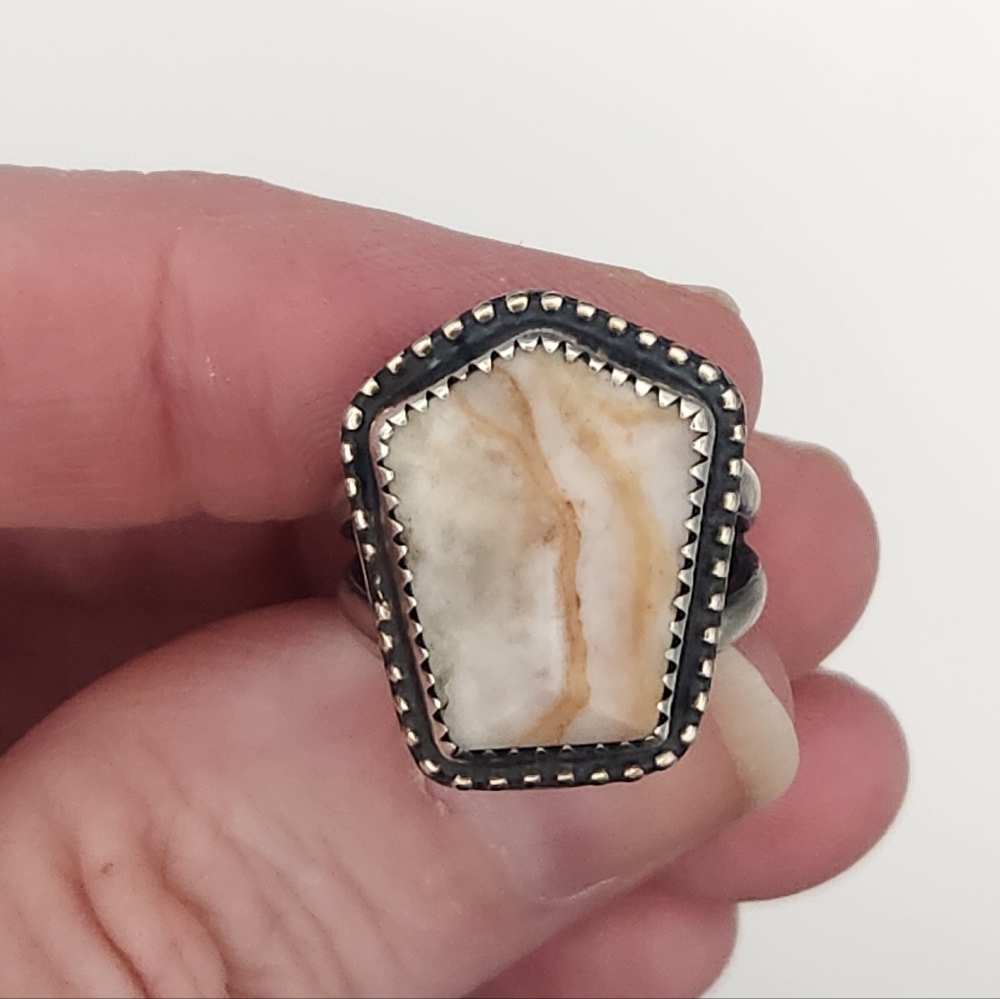 Handmade petfied wood sterling silver ring